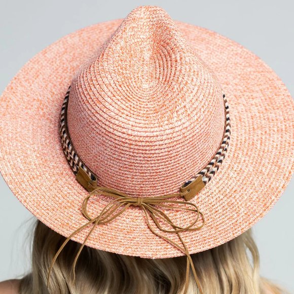 Dainty NYC Accessories - Blush Pink Braided Band Panama Hat